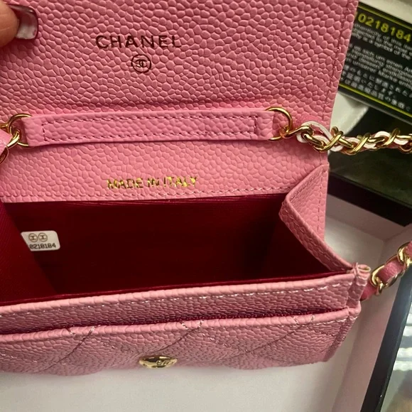💕💝😍Chanel light Pink Quilted Mini Bag Wallet on chain - Picture 10 of 14